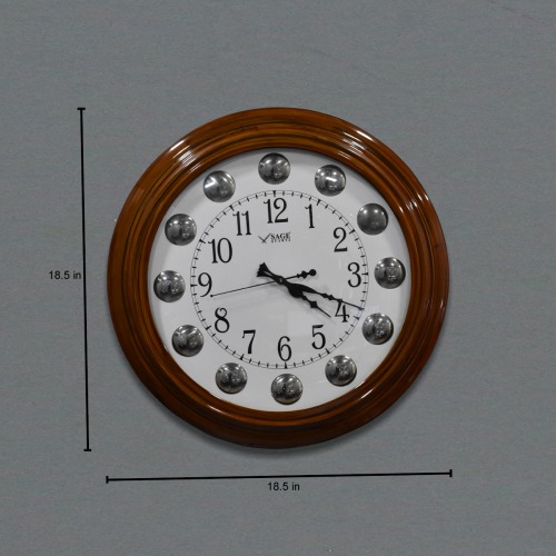Decorative Wooden Sage Quartz Wall Clock Ideal Gift For Birthday, Wedding ( 18.5 x 18.5 inches, Brown)
