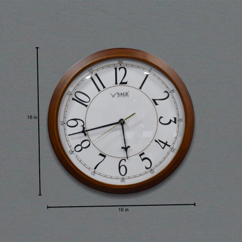 Big Number size Decorative Clock Sage Quartz Wall Clock for home decor(16 x 16 inches , Brown)