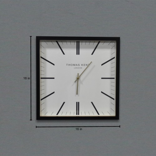 Square Shape Thomas Kent London Wall Clock(16 x 16 inches, Black)