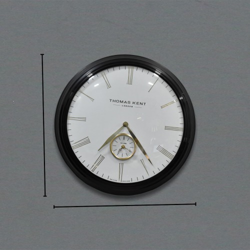 Double Design Clock Gold Colour Thomas Kent Landon( 19 x 19 inches, Black & White )