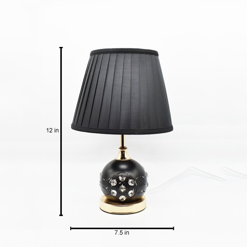 Black Fabric Shade With Ceramic Bed Side Table Lamp For Home and  Office Decor