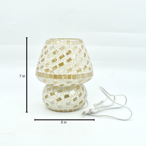 White Royal Fancy Mushroom Shape Table Lamp For Home & Office Decor
