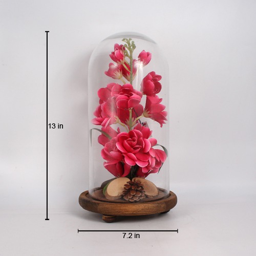 Artificial Pink Flowers on Dome Showpiece | Flowers on Dome | Artificial Flower