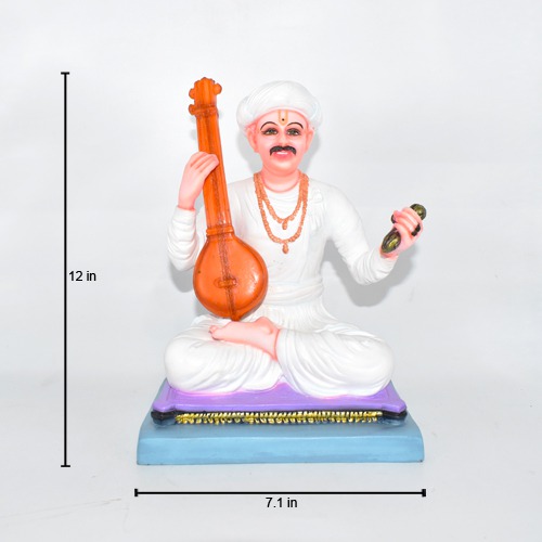 Shant Tukaram Maharaj Statue | Sitting Tukaram Statue, Fiber Statue, White Colour, (  12