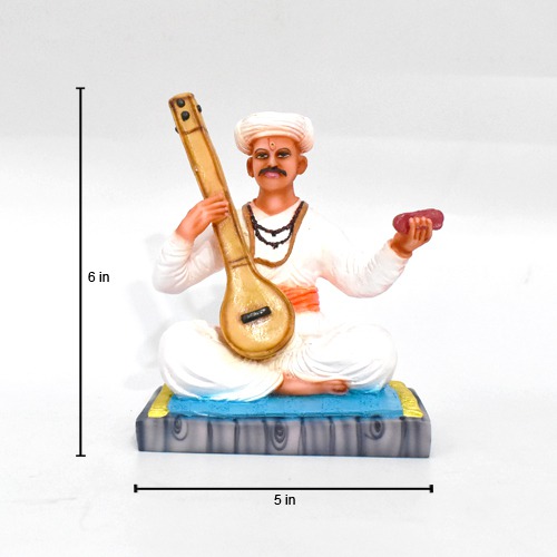 Jagatguru Sant Tukaram Maharaj Idol Multicolour Fiber Idol Tukaram, (6 x 5 inch)