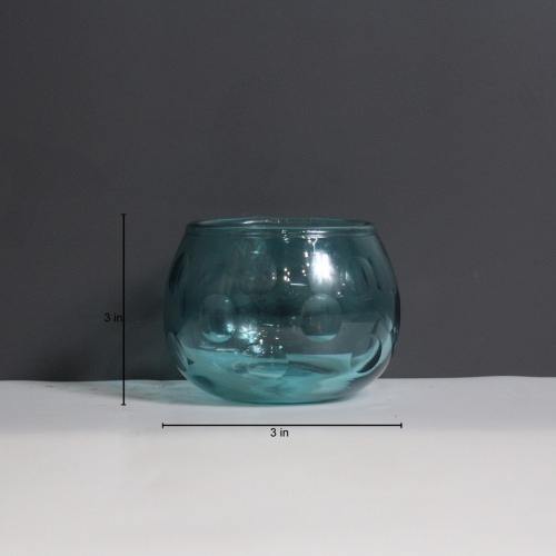 Turquoise Rolly Polly Glass | Glass Vase Glass Flower Vase Glass Flower Pot Glass Pot Round Vase for Decorate House