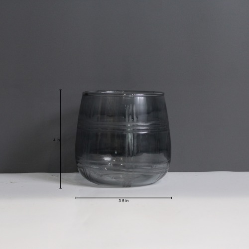 Gray U Glass Candle Holder | Glass Pots for Indoor Plants Garden Decoration Items Outdoor & Table Planters for Living Room