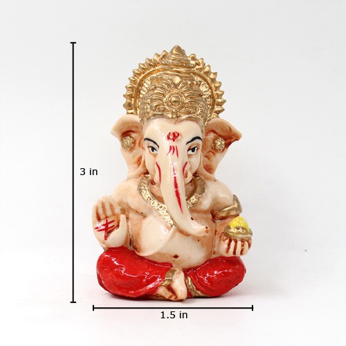 Fiber Red Dothi Ganesh Idol For  Car Dashboard