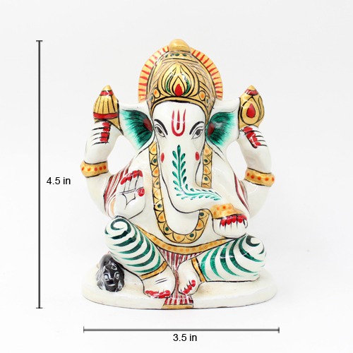 Green and White  Attractive Ganesh Idol  For Car Dashboard, Home Decor