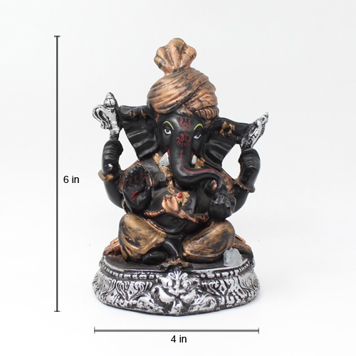 Pagdi Black Ganesh Statue For Home Decor, Ideal Gift For Friends