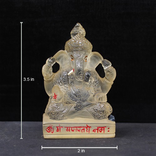 White  Dagdu Lord Ganesha Idol For Home Decor & Car Dashboard