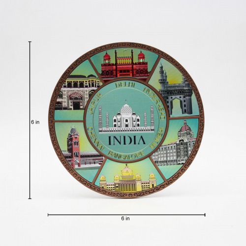 Souvenir Brass Metal Taj Mahal India Plate | Delhi,Jaipur, Mumbai, Bangalore,Chennai, Hyadrabad