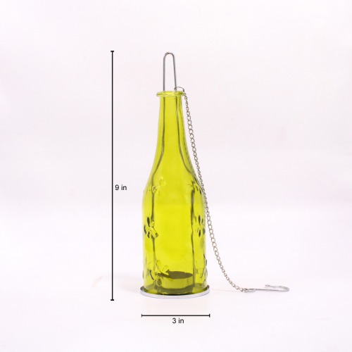 Yellow Glass Bottle  Hanging  Candle Holder For Home Decor