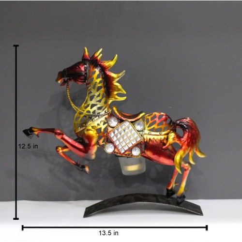 Red Gold Colour Horse Tea Light Candle Stand For Home & Office Decor