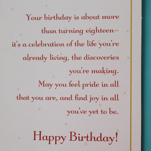 On Your 18th Birthday | Birthday Greeting Card