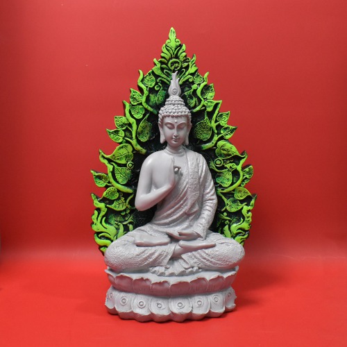 Small White Gautama Buddha Statue With Green Leaves Tree | Spirituals | Gautama Buddha | Buddha | Home decor