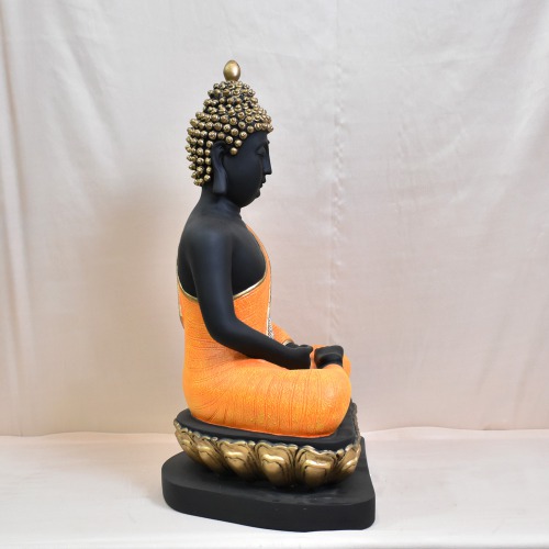 Small Statue Yellow Shal Diamond Work Antique Lord Buddha Handicraft Idol God Gautama Buddha Statue