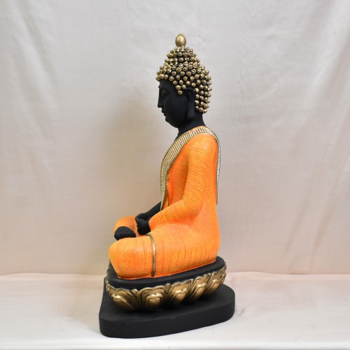 Small Statue Yellow Shal Diamond Work Antique Lord Buddha Handicraft Idol God Gautama Buddha Statue