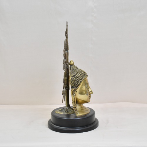 Brass Buddha With Brass Tree Statue | Antique Lord Buddha Handicraft Idol God Gautama Buddha Statue