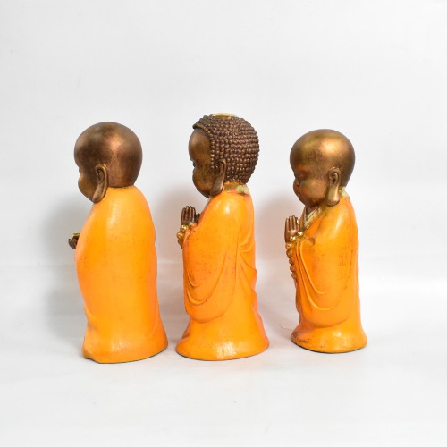 Golden Colour Namste Monk Set Of 3 Statue |home decor in Showpieces &Figurines |Table decorations items