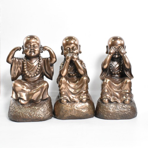 Golden Colour Namste Gandhi Monk Set Of 3 Statue | Table Decorations Items | Buddha Showpieces