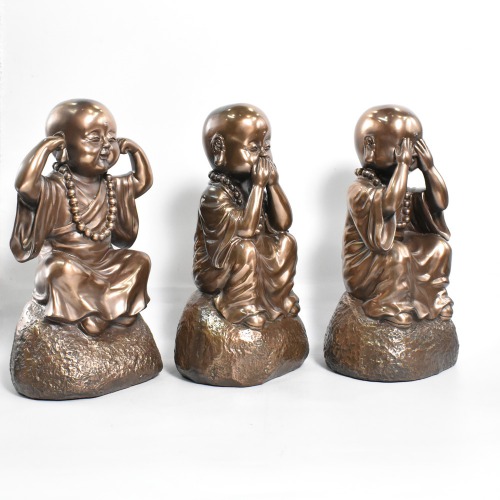 Golden Colour Namste Gandhi Monk Set Of 3 Statue | Table Decorations Items | Buddha Showpieces