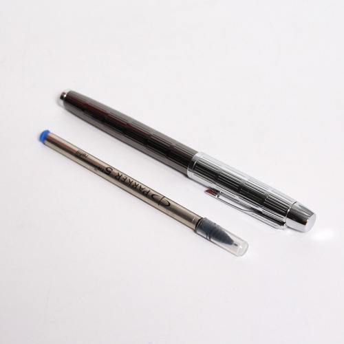 Parker Aster Brushed Metal Roller Ball Silver Trim Pen With Refilled
