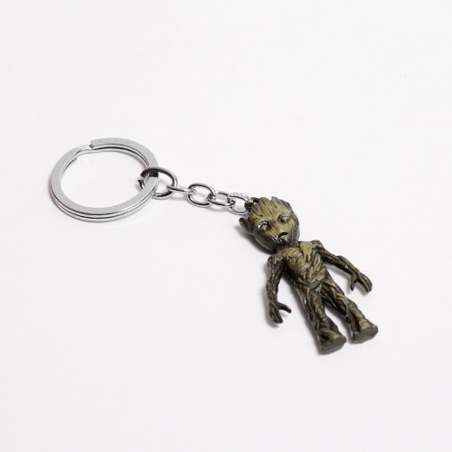 Baby Groot Keychain Guardians of The Galaxy Superhero Metal Bronze Key Chain for Car Bike Key Ring Key Chain