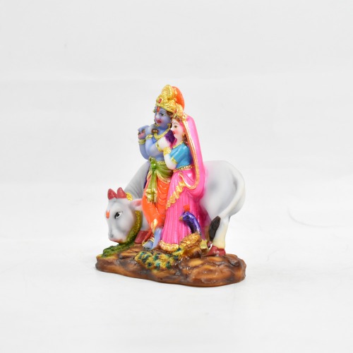 Radha Krishna Statue With Cow And Peacock Statue | Radha Krishna Idol Statue Showpiece Murti for Home