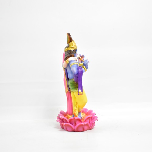 Lord Radha Krishna Standing In Lotus | Multi colour-Idol for Temple Decor |Decor Your Home
