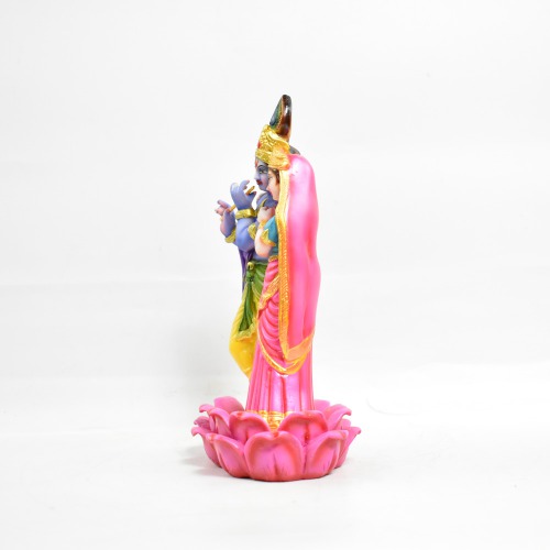 Lord Radha Krishna Standing In Lotus | Multi colour-Idol for Temple Decor |Decor Your Home