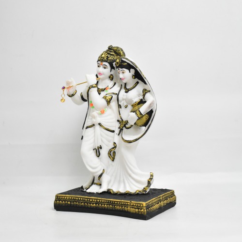White Colour With Black Shed Radha Krishna Murti | Krishna Murti Statue Radha Krishna Love Couple Statue Idol