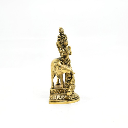 Brass Krishna Statue With Cow And Peacock Statue | Decor Your Home | Office And Gift Your Relatives | Showpiece