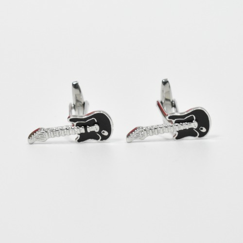 Guitar Design Cufflinks For Men Stainless Steel Silver Cufflinks Enamel Finish Cufflinks for Men and Boys.