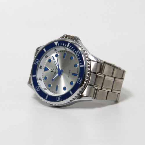 V9 Collection Blue And Silver Dial Silver Stainless Steel Strap Watch | Watch for Men & Boys | Wrist Watches Metal