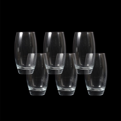 Barrel Glass Water/Juice Tumbler 500 ml 6 Pcs Set, Transparent
