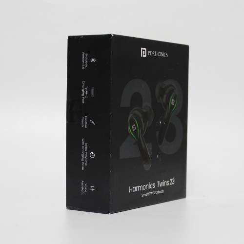 Portronics Harmonic Twins 23 HD True Wireless Stereo Earbuds with Extra Bass, LED Bluetooth5.0 Black