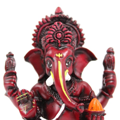 Brown Lord Ganesha Big Ears With Modak Glossy Finish With Yellow Shed Idol for Car Dash Board Statue