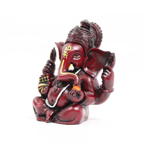 Ganesha With Mukut Mat Finish With Yellow Shed Idol for Car Dash Board Statue Ganpati Figurine God of Luck