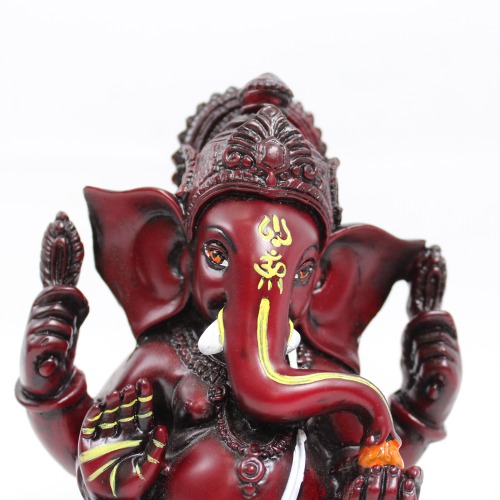 Ganesha With Mukut Mat Finish With Yellow Shed Idol for Car Dash Board Statue Ganpati Figurine God of Luck