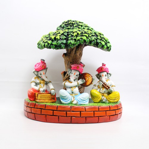 Lord Ganesha Musical Idol Ganeshji Sitting Under Tree Musical Decorative Showpiece For Home Decor | Office Decor