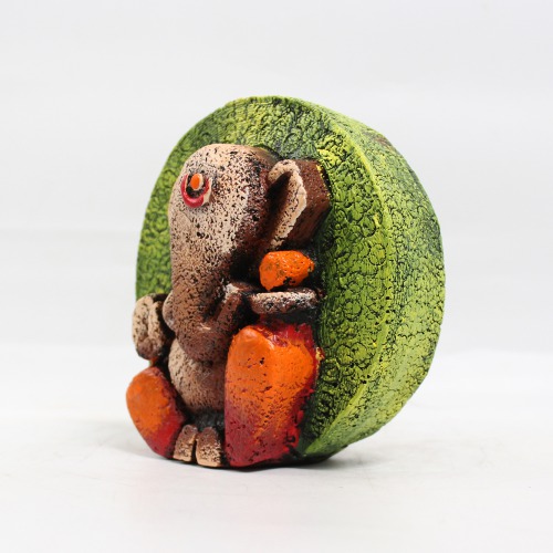 Orange And Green Rock Design Ganesha Statue | Home & Office | Spiritual | Ganesha Murti | Showpiece