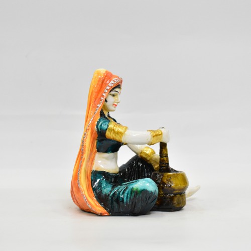 Rajasthani Lady Making Mirchi Decorative Showpiece