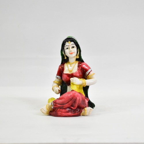 Red and Yellow Rajasthani Lady Decorative Showpiece