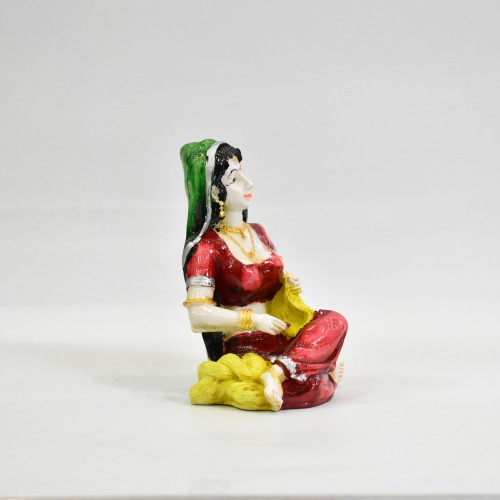 Red and Yellow Rajasthani Lady Decorative Showpiece