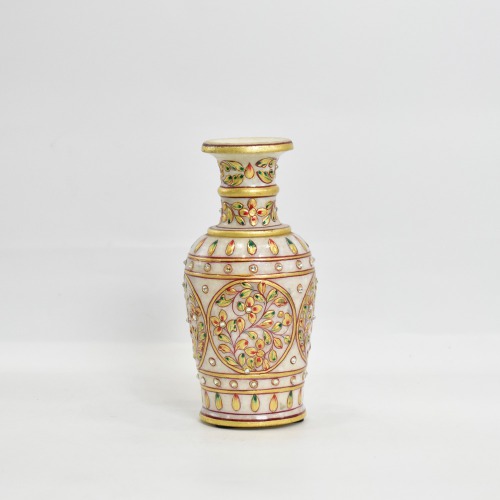 Marble Painted Flower Vase l Pot Decorative Showpiece 6 Inch Multicoloured | Showpiece Vases for Home Decoration