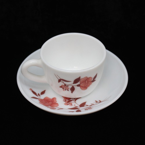 White Ceramic Flower Design Tea Cup And Saucer Set For Tea | Green Tea Or Coffee 6 Piece Of Cup And Saucer