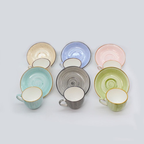 Beautifully Designed Multicolour Design Tea Cup And Saucer 6 Piece Set For Tea | Green Tea Or Coffee