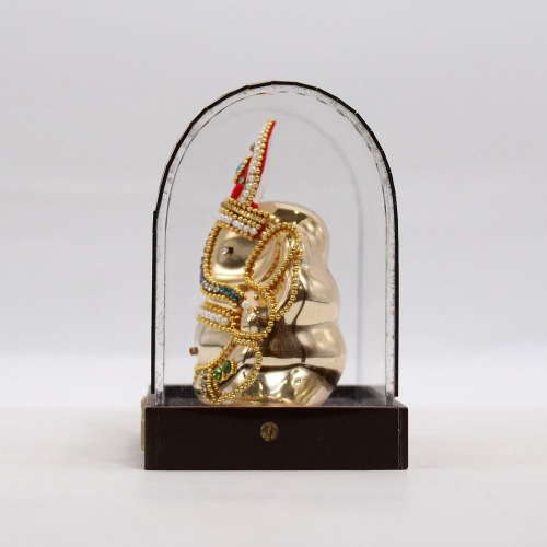 Moti And Diamond Studded Cabinet Ganesha Murti | Statue For Living Room | showpiece| Car Dashboard