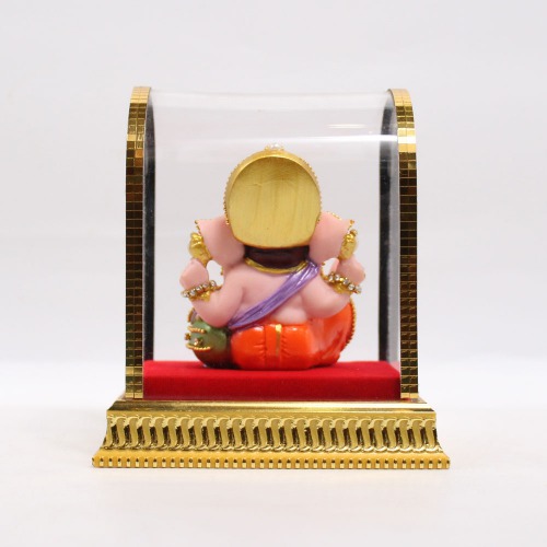 Diamond Studded Mukut Cabinate Ganesha Murti |Ganesha | Statue For Living Room | Ganesha showpiece